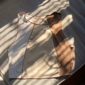 Shein - Color Block - Tan - Cropped Tank